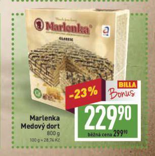 Billa Marlenka medový dort nabídka