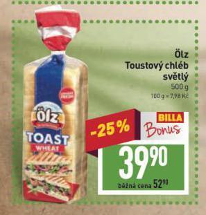 Billa Olz toustový chléb nabídka