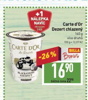 Billa Carte d'or dezert nabídka