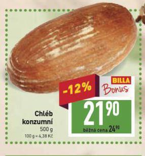 Billa Chléb konzumní nabídka