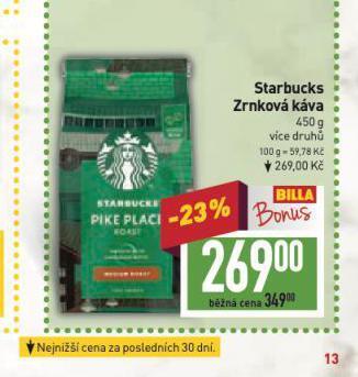 Billa Káva starbucks nabídka