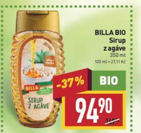 Billa Bio sirup z agáve nabídka