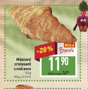 Billa Máslový croissant nabídka