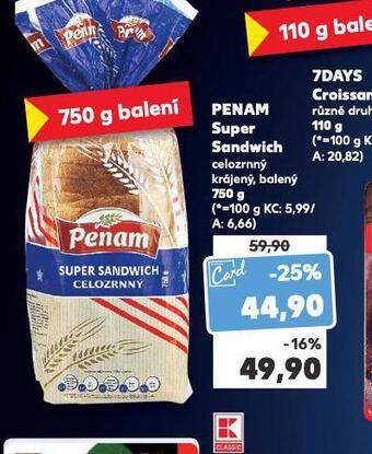 Kaufland Penam super sandwich nabídka