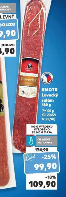 Kaufland Kmotr lovecký salám nabídka