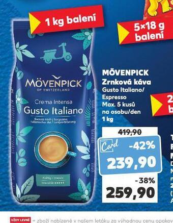 Kaufland Mövenpick zrnková káva nabídka