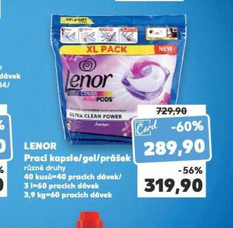 Kaufland Lenor prací kapsle / gel / prášek nabídka