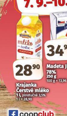 Coop Krajanka čerstvé mléko nabídka