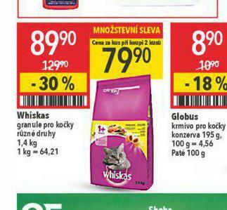Globus Whiskas granule pro kočky nabídka