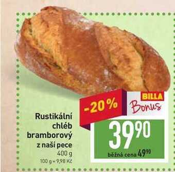 Billa Rustikální chléb bramborový z naší pece 400 g nabídka