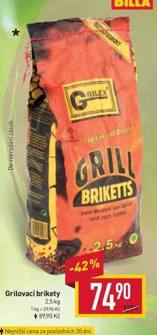 Billa Grilovací brikety 2,5 kg nabídka