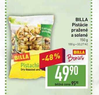 Billa Billa pistácie pražené a solené 150 g nabídka