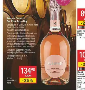Globus Sempre prosecco soc rosé extra dry nabídka