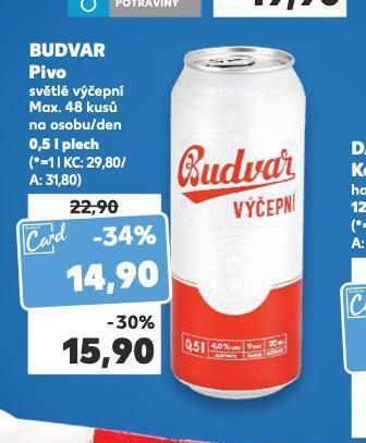 Kaufland Pivo budvar výčepní nabídka