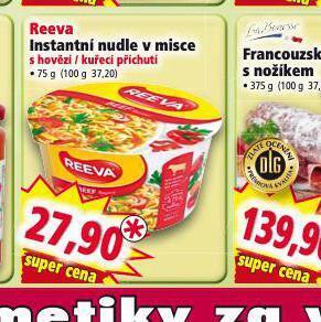Norma Reeva instantní nudle v misce nabídka