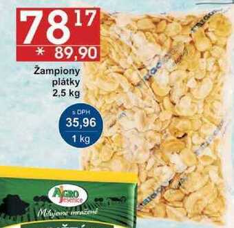 Jip Žampiony plátky, 2,5 kg nabídka