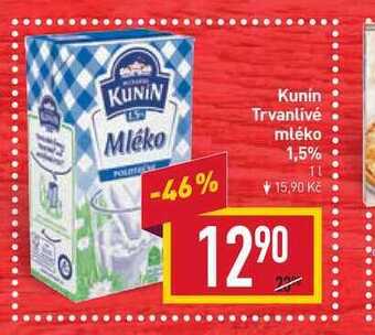 Billa Kunín trvanlivé mléko 1,5% 1l nabídka