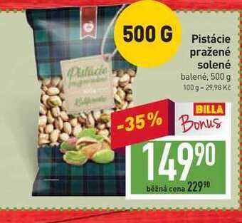 Billa Pistácie pražené solené balené, 500 g nabídka