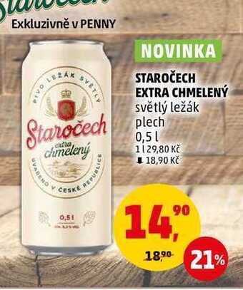 Penny Market Staročech extra chmelený světlý ležák plech, 0,5 l nabídka