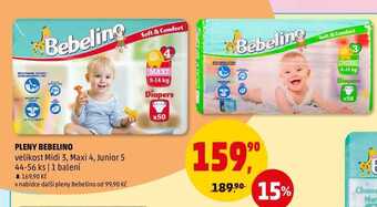 Penny Market Pleny bebelino velikost midi 3, maxi 4, junior 5, 44-56 ks nabídka