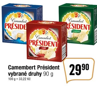 TEMPO Camembert Président vybrané druhy 90 g nabídka