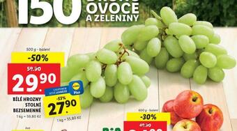 Lidl Bílé hrozny stolní bezsemenné nabídka