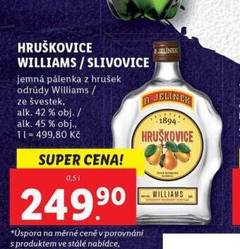 Lidl Hruškovice williams / slivovice nabídka