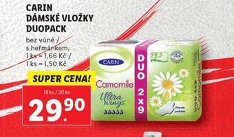Lidl Carin dámské vložky duopack nabídka