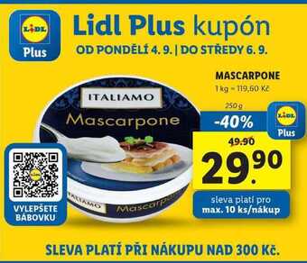 Lidl Mascarpone, 250 g nabídka