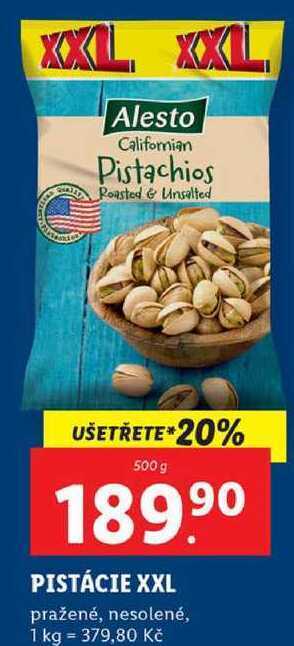 Lidl Pistácie xxl, 500 g nabídka