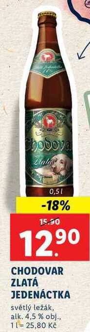 Lidl Chodovar zlatá jedenáctka, 0,5 l nabídka