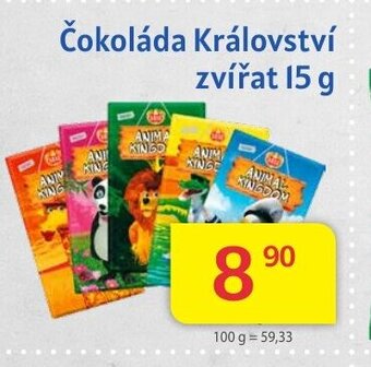 Kubík potraviny Čokoláda Království zvířat 15 g nabídka