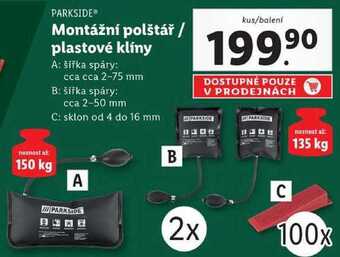 Lidl Montážní polštář/plastové klíny nabídka