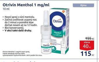 Benu Otrivin menthol nabídka