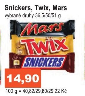 Snickers, Twix, Mars