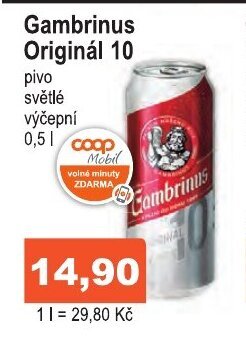 COOP DISKONT Gambrinus Originál 10 nabídka