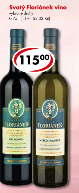CBA Svatý Floriánek víno nabídka