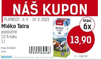 Konzum Mléko Tatra nabídka