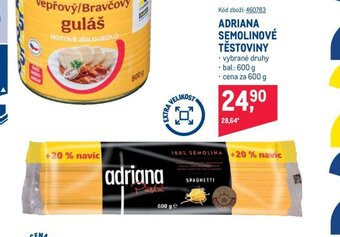 Makro ADRIANA SEMOLINOVÉ TĚSTOVINY nabídka