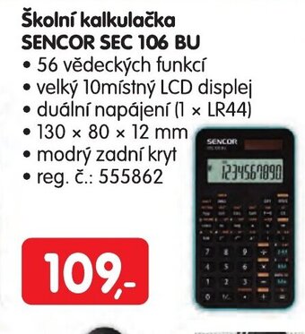 Konzum Školní kalkulačka SENCOR SEC 106 BU nabídka