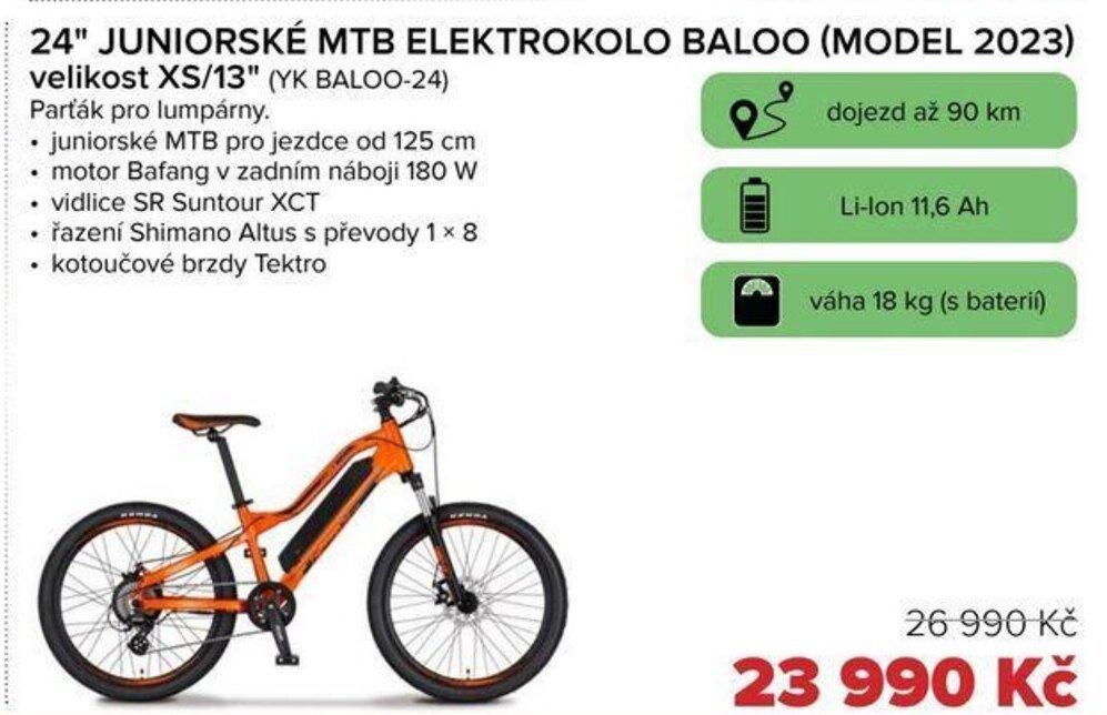 Auto Kelly 24" JUNIORSKÉ MTB ELEKTROKOLO BALOO (MODEL 2023) nabídka