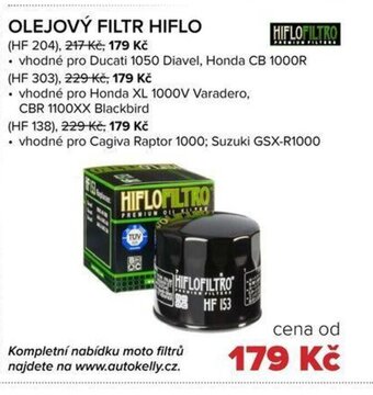 Auto Kelly OLEJOVÝ FILTR HIFLO nabídka