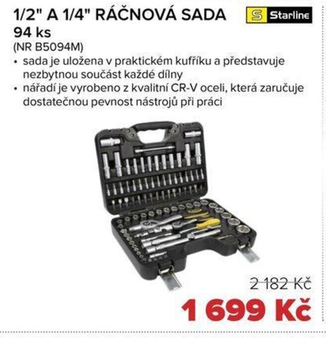Auto Kelly 1/2" A 1/4" RÁČNOVÁ SADA(NR B5094M) 94 ks nabídka