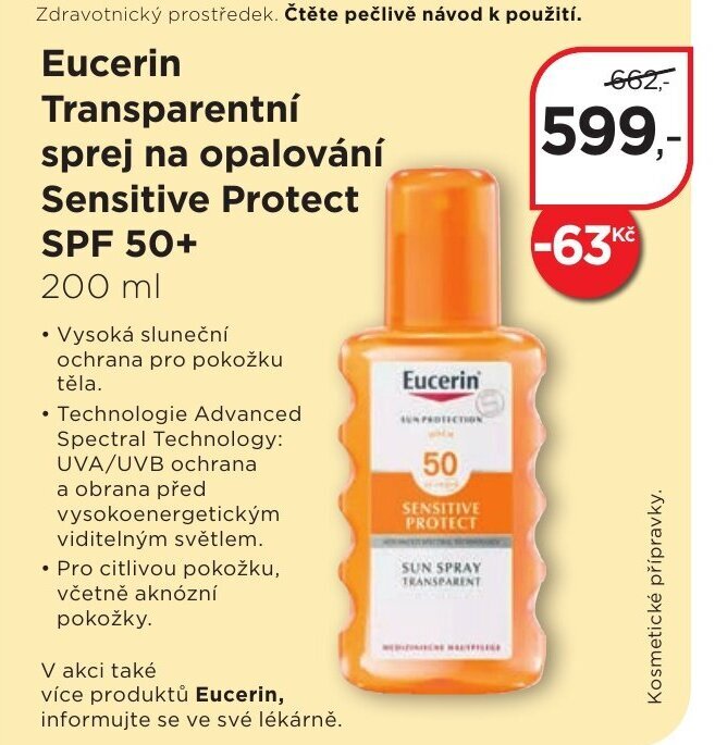 Magistra lékárny Eucerin Transparentní sprej na opalování Sensitive Protect nabídka