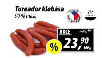 ZEMAN Toreador klobása 90 % masa, 100 g nabídka