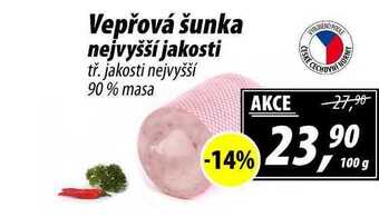 ZEMAN Vepřová šunka nejvyšší jakosti tř. jakosti nejvyšší 90% masa, 100 g nabídka