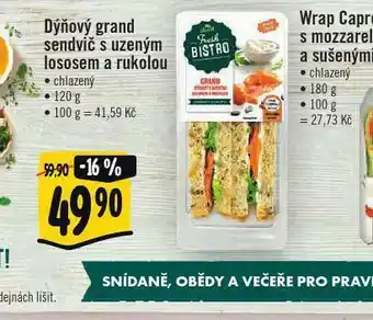 Albert Dýňový grand sendvič s uzeným lososem a rukolou nabídka