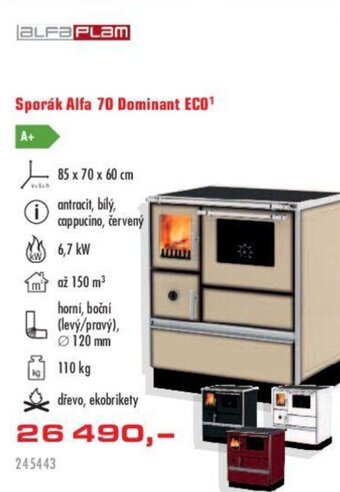 Uni Hobby Sporák Alfa 70 Dominant ECO nabídka