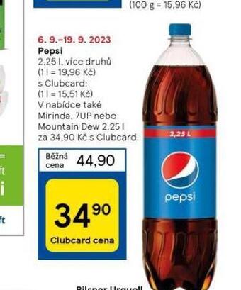 Tesco Pepsi 2,25l nabídka