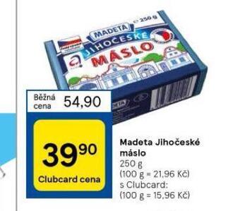 Tesco Madeta jihočeské máslo nabídka